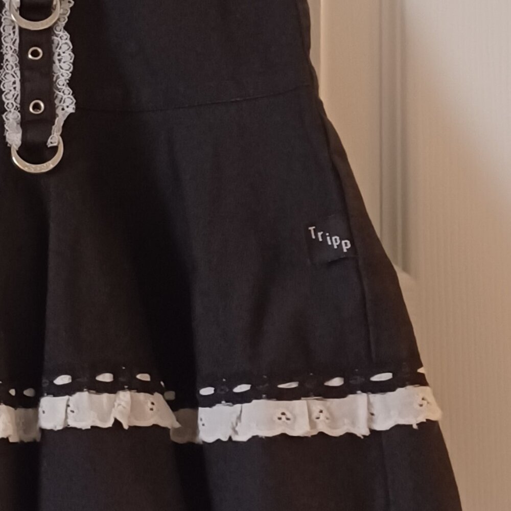 Vintage 90's Y2K Tripp NYC Black & White Lace Maid Skirt Size XL - Picture 2 of 7